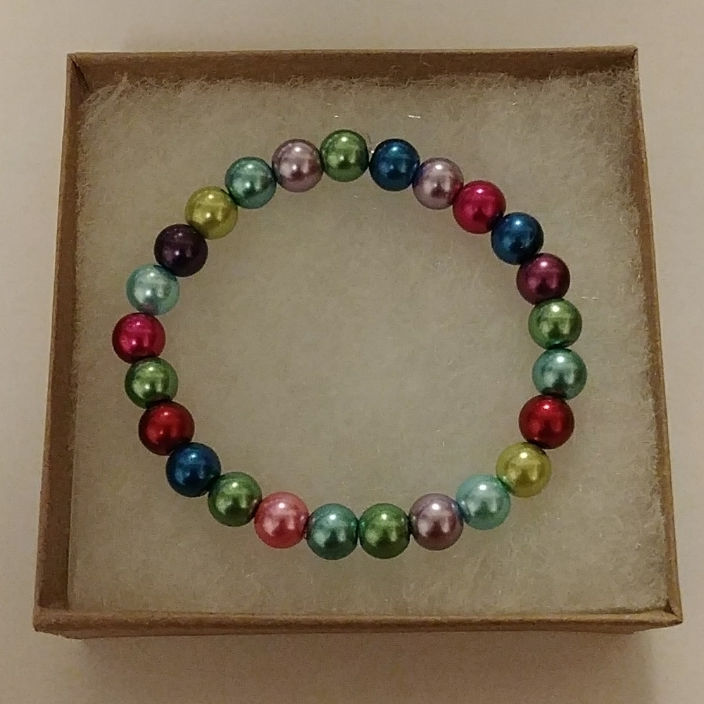 Multi Rainbow Pearl Bracelet - Picture 4 of 8